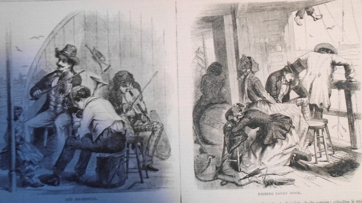 A Trip To The Fishing Banks - Harper's Weekly August 7, 1858, Story & 8 Prints