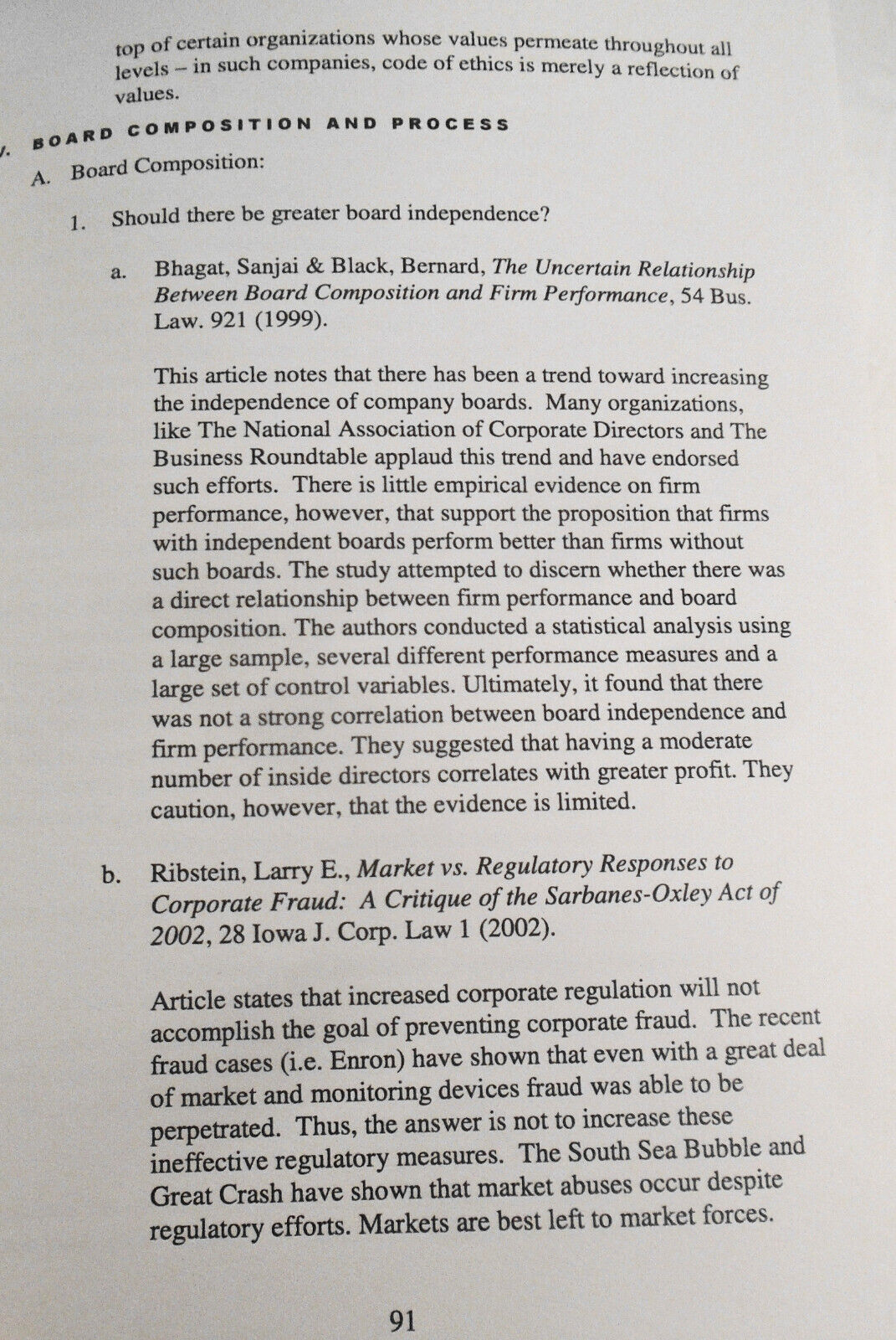Corporate Governance Digest, by Ralph C. Ferrara & Jennifer C. Argabright. 2005.
