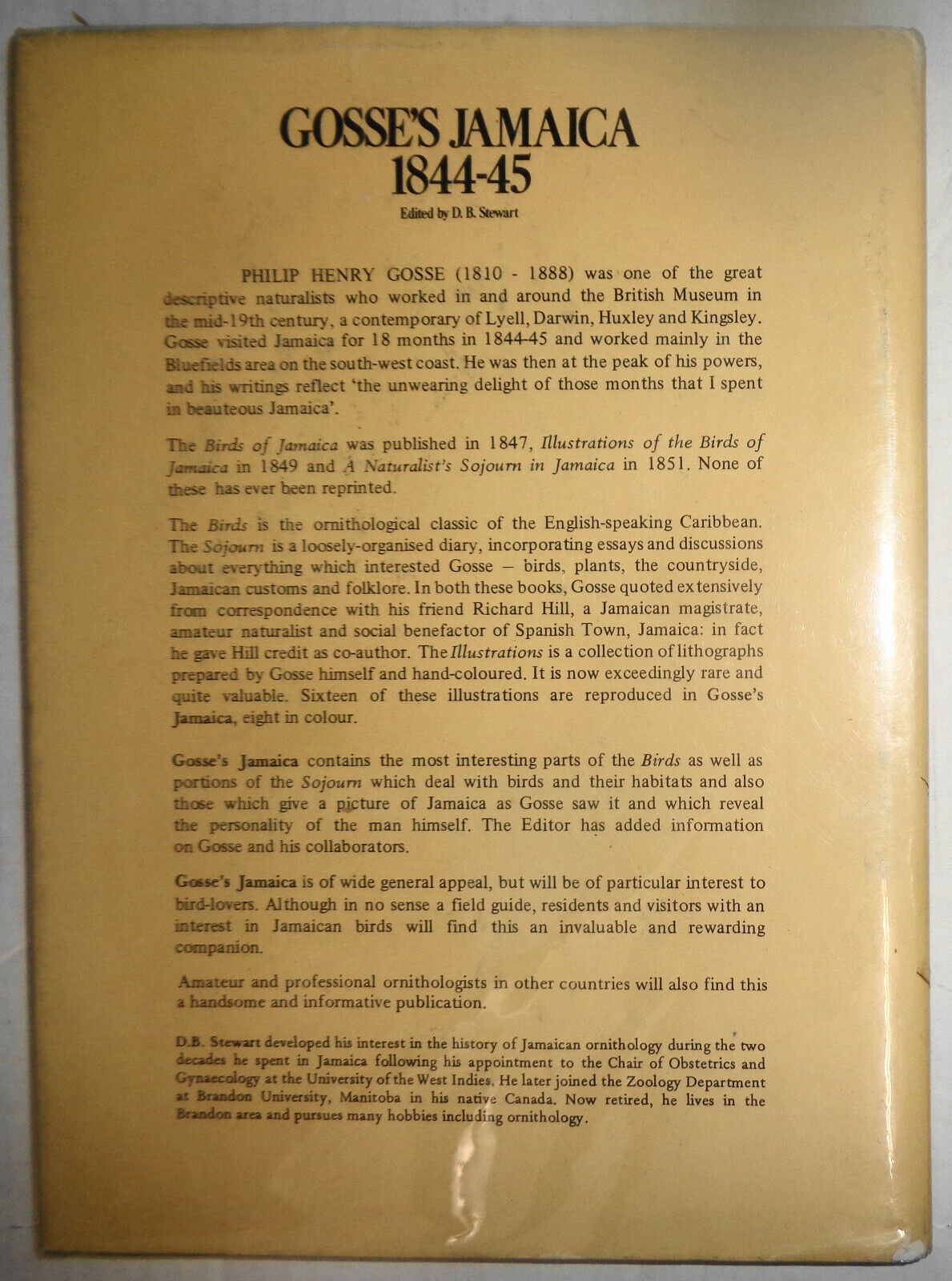 Gosse's Jamaica, 1844-45 - Philip Henry Gosse. Edited by D. B. Stewart Hardcover