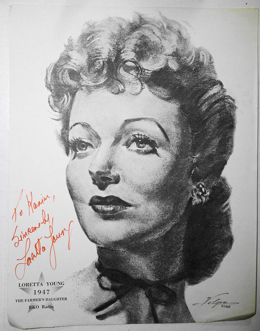Loretta Young original SIGNED and inscribed "The Farmer's Daughter" print 1962