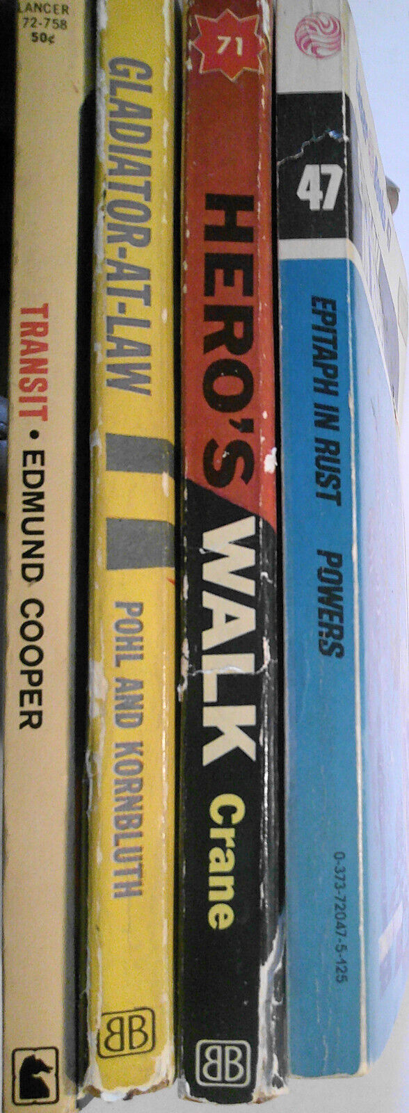 4 science fiction PBs: Transit, Gladiator-at-law, Hero's Walk, Epitaph in Rust