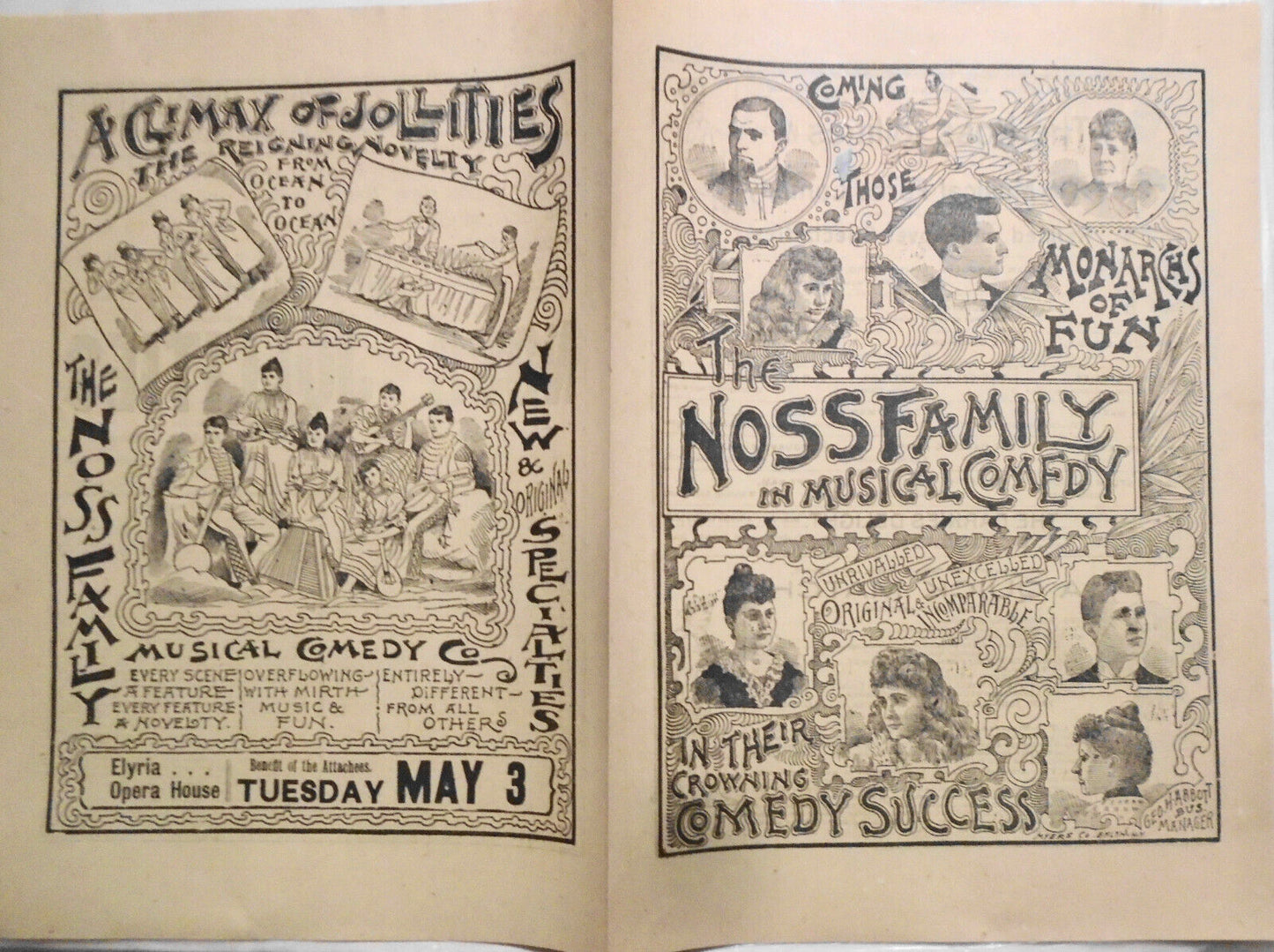1893 Noss Family in Musical Comedy program - Elyria Opera House, Ohio