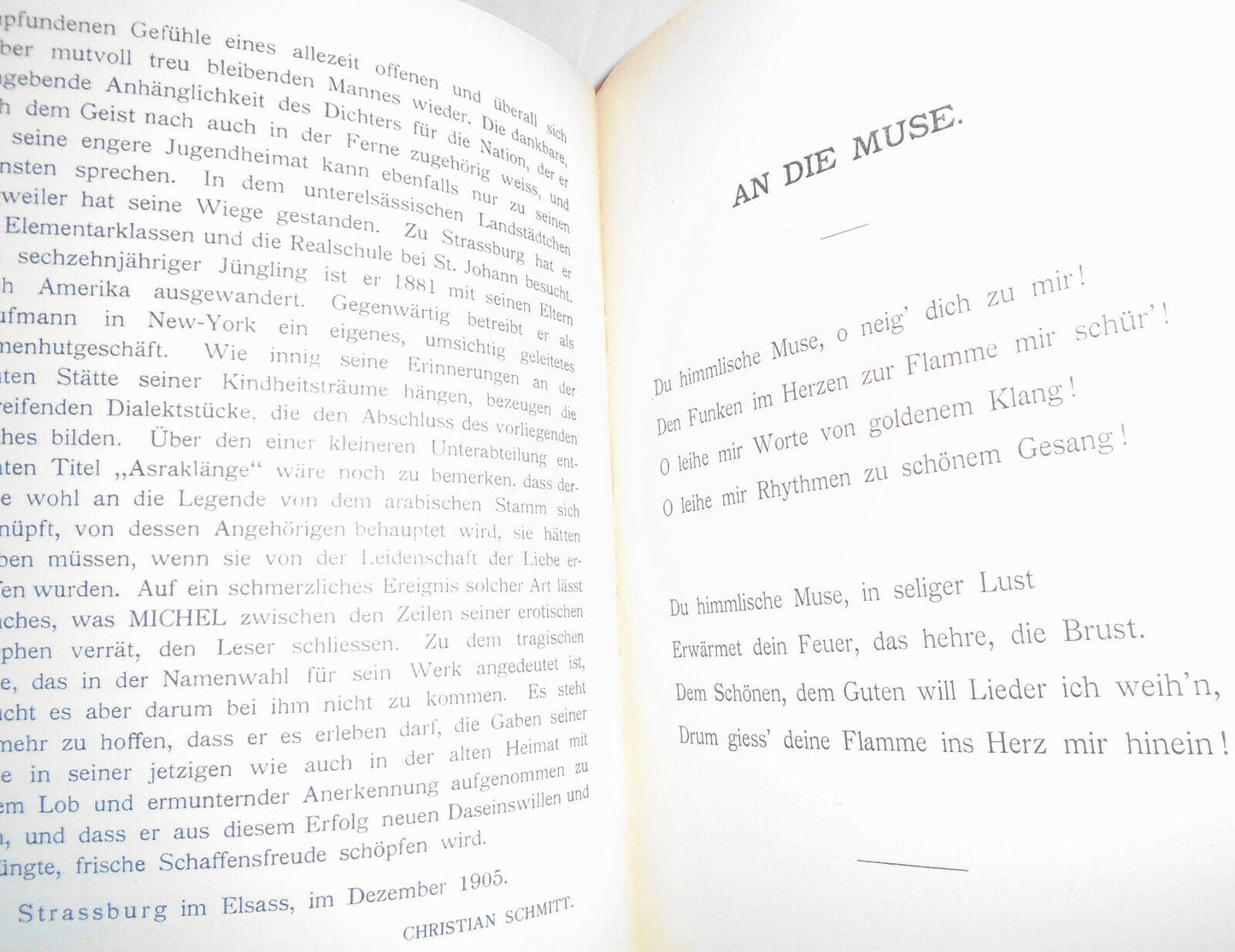 Asraklange : Und Andere Gedichte, by Friedrich Michel. SIGNED. 1906