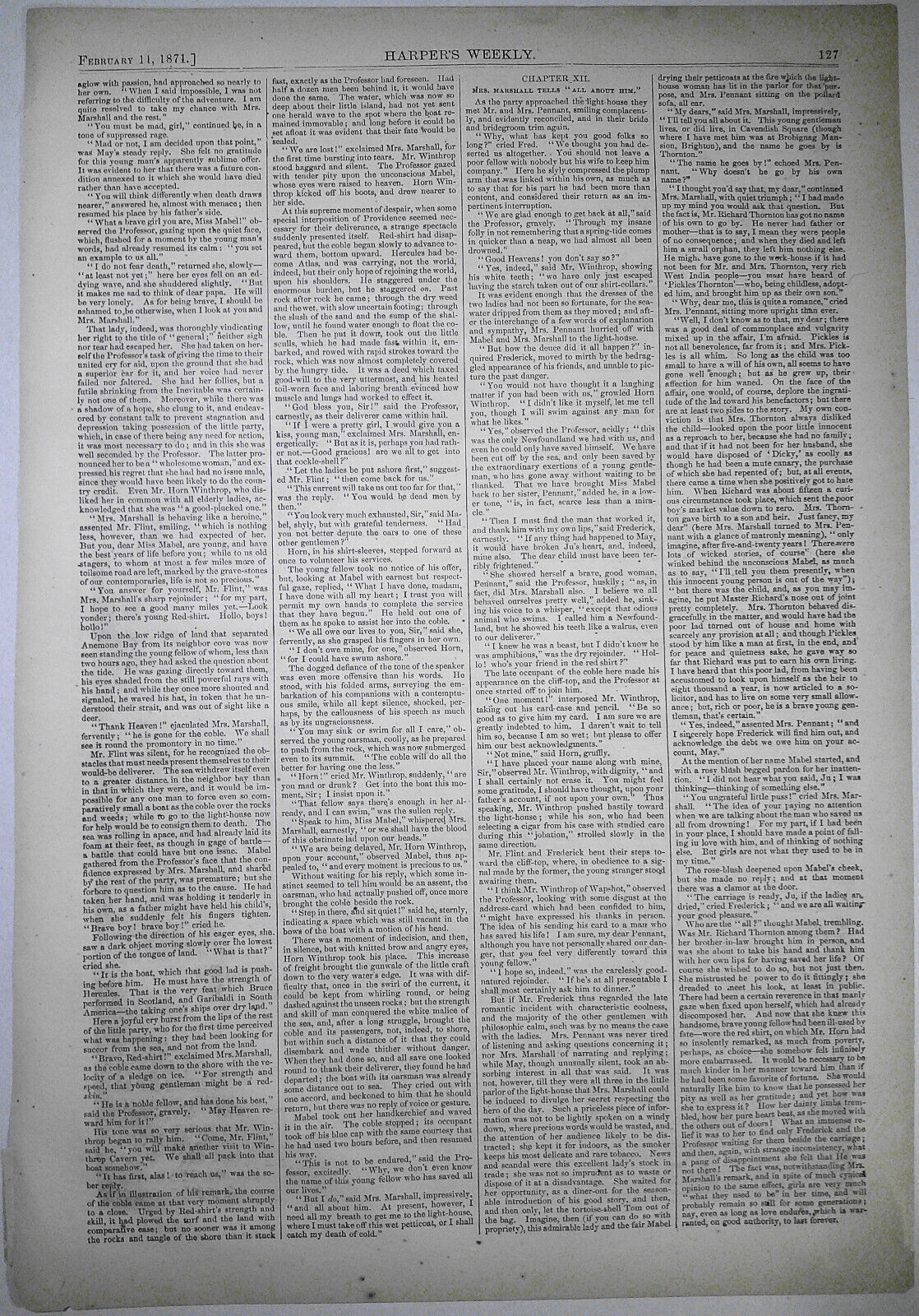 The Dying Soldier's Last Message - in Harper's Weekly, February 11, 1871.