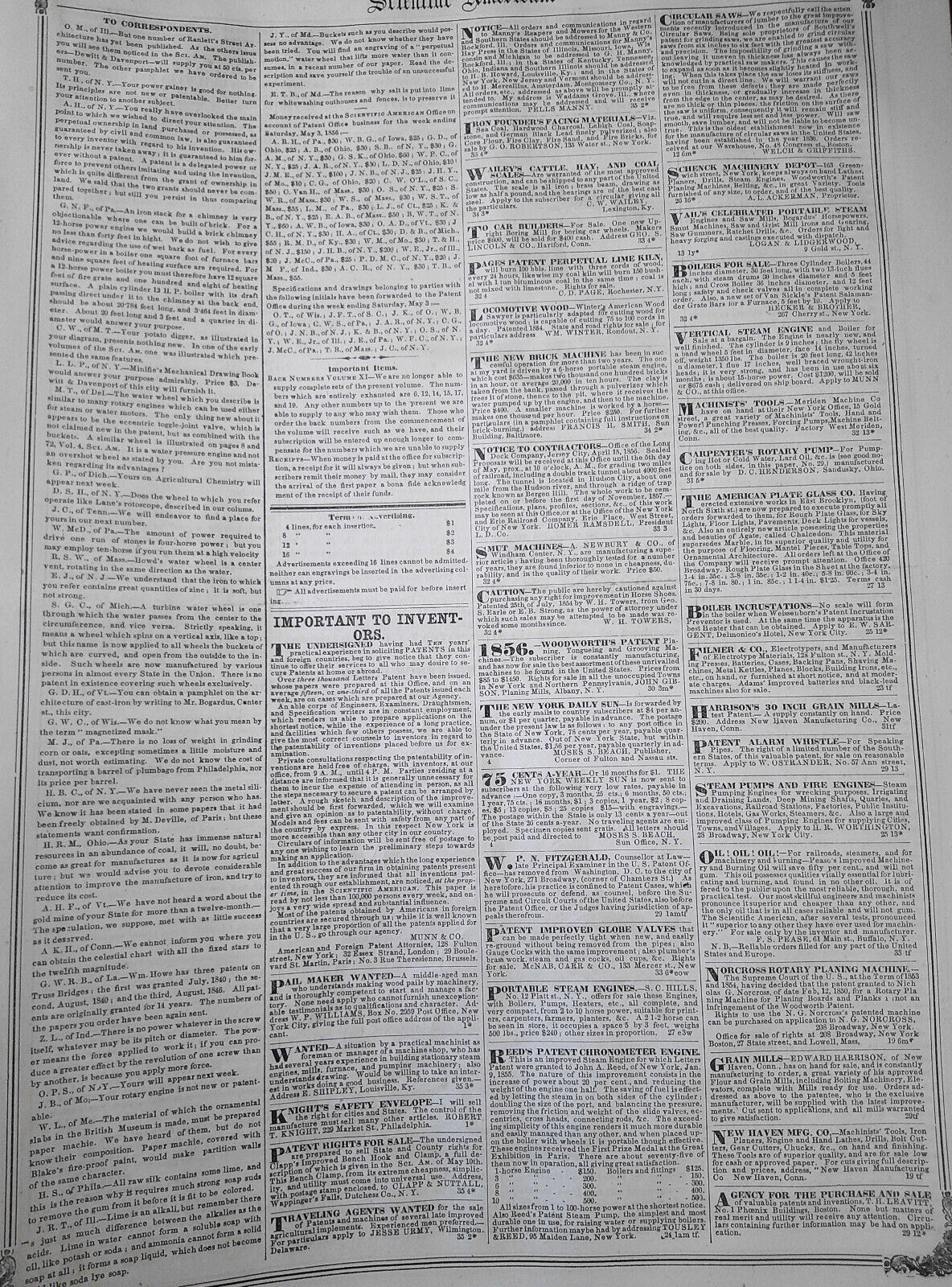 Scientific American, May 10, 1856. Improvements: Mariner's compass; fountain pen