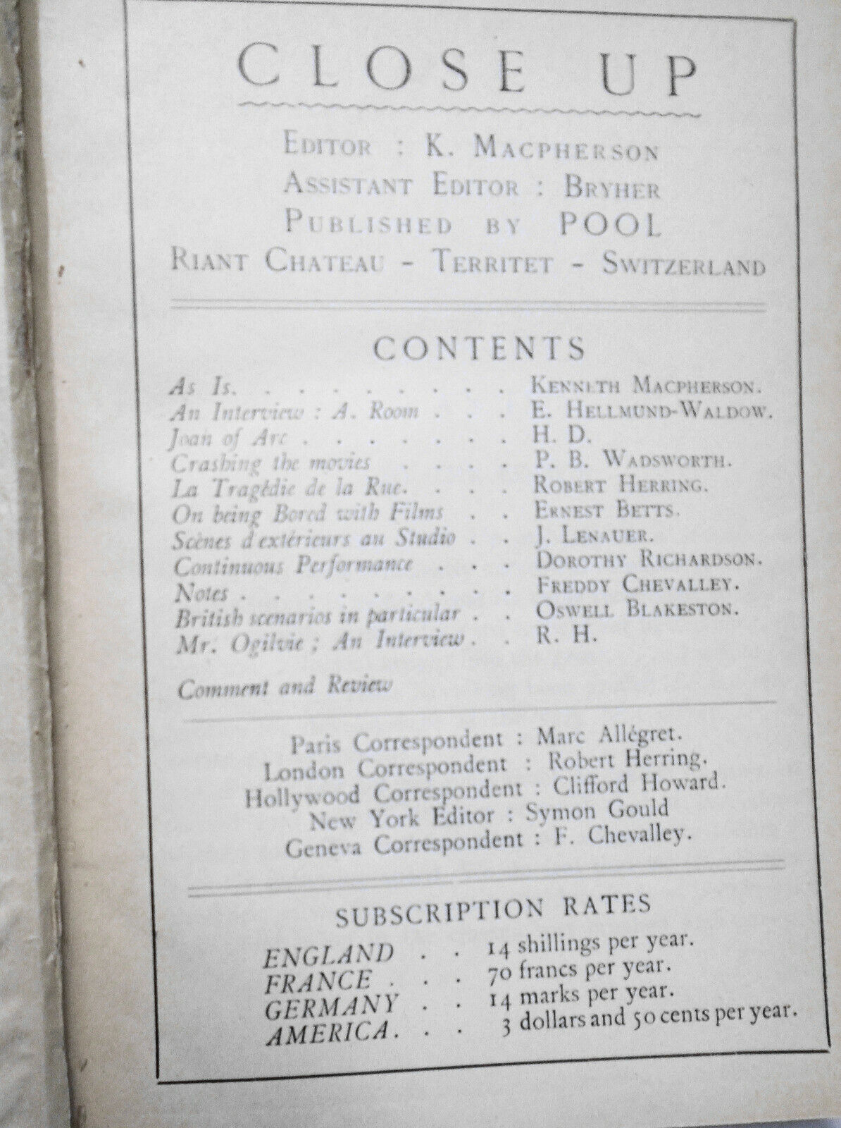CLOSE UP,  Vol. 3 - July-Dec, 1928 Bound volume of 6 issues. Film movie magazine