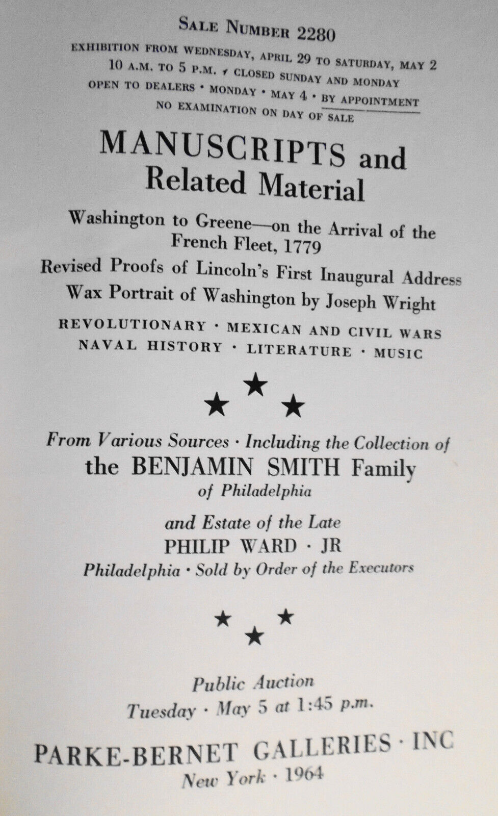 American & Other Manuscripts - Washington, Lincoln, Presidents, Signers .. 1964