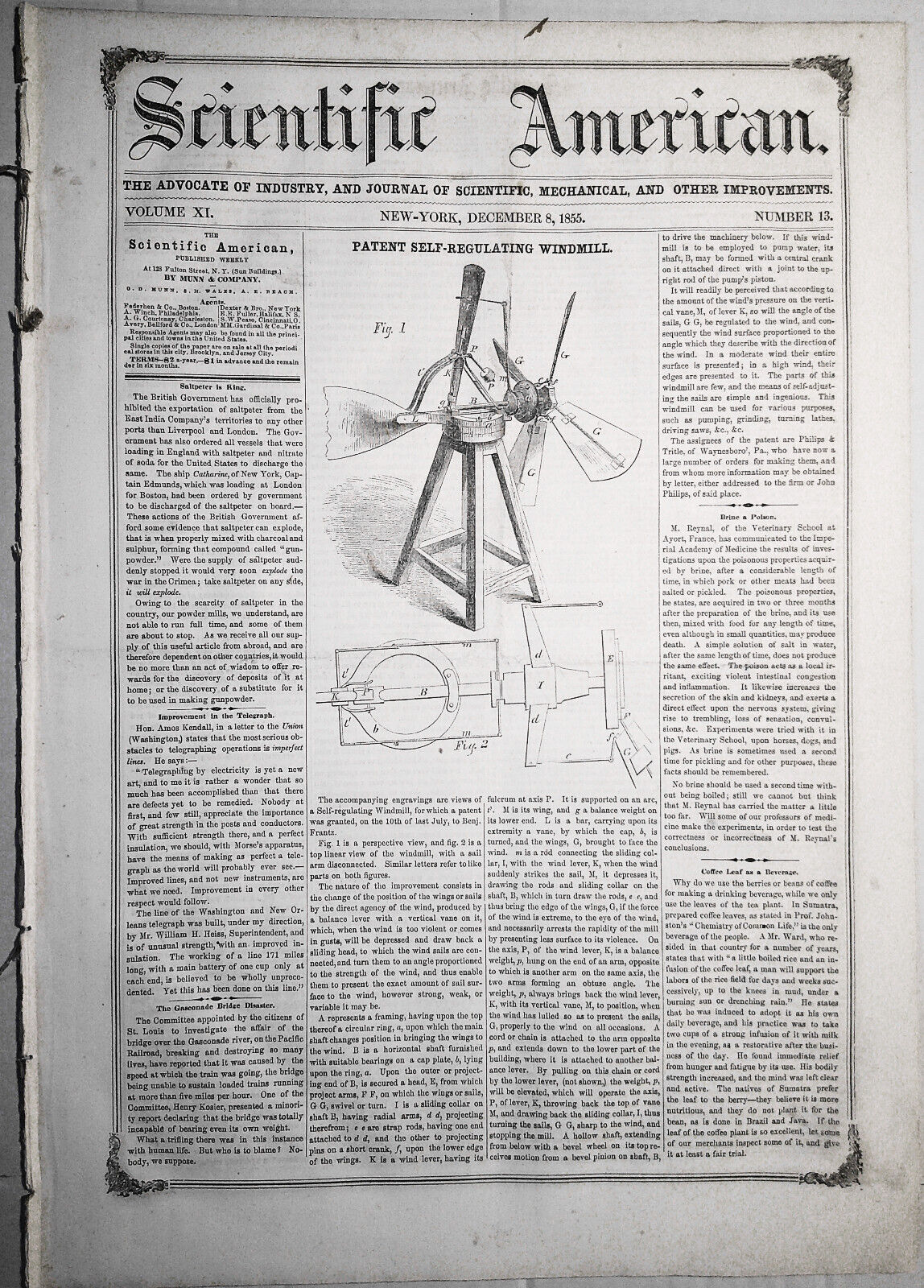 Scientific American, December 8, 1855. Photographic lithographs, windmills, etc