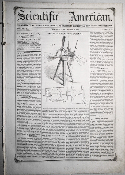 Scientific American, December 8, 1855. Photographic lithographs, windmills, etc