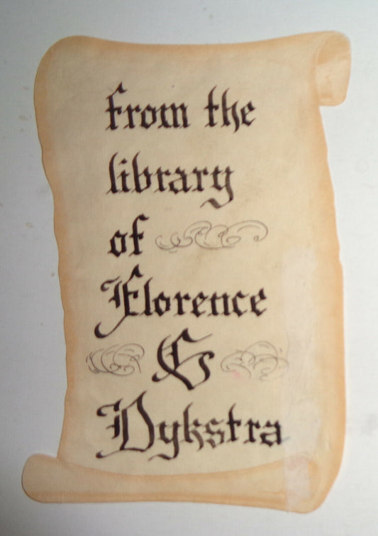 Florence Dykstra Ex-Libris Bookplate - 1930s [Scroll shaped]