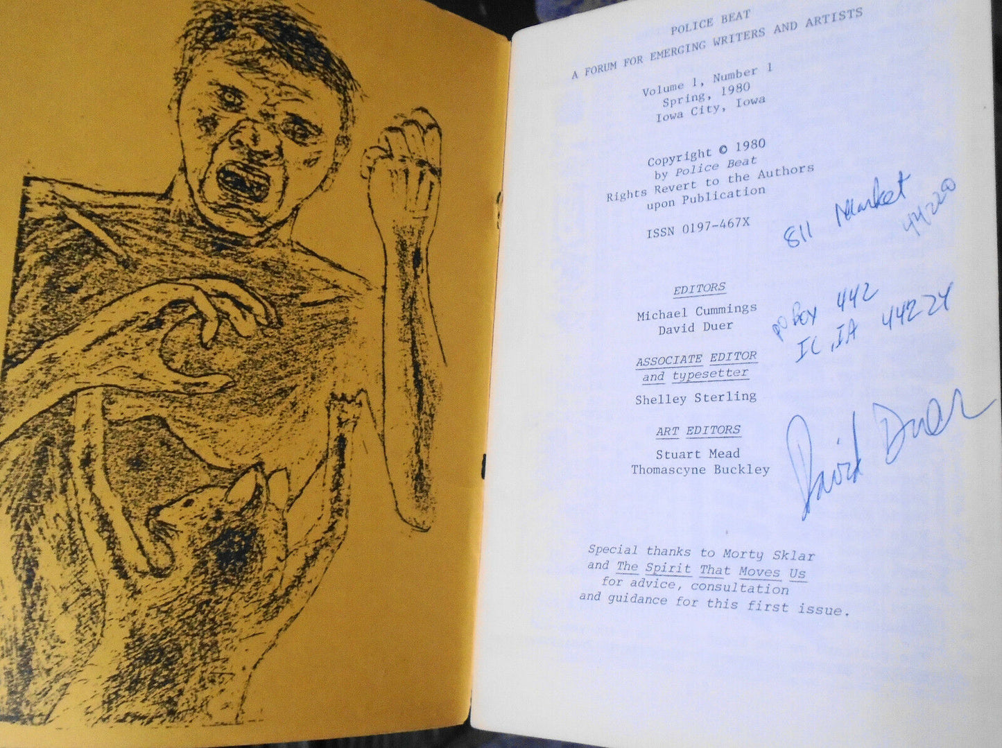 Police Beat - Vol 1, No 1 - [Signed] For Emerging Writers & Artists. 1980, Iowa.