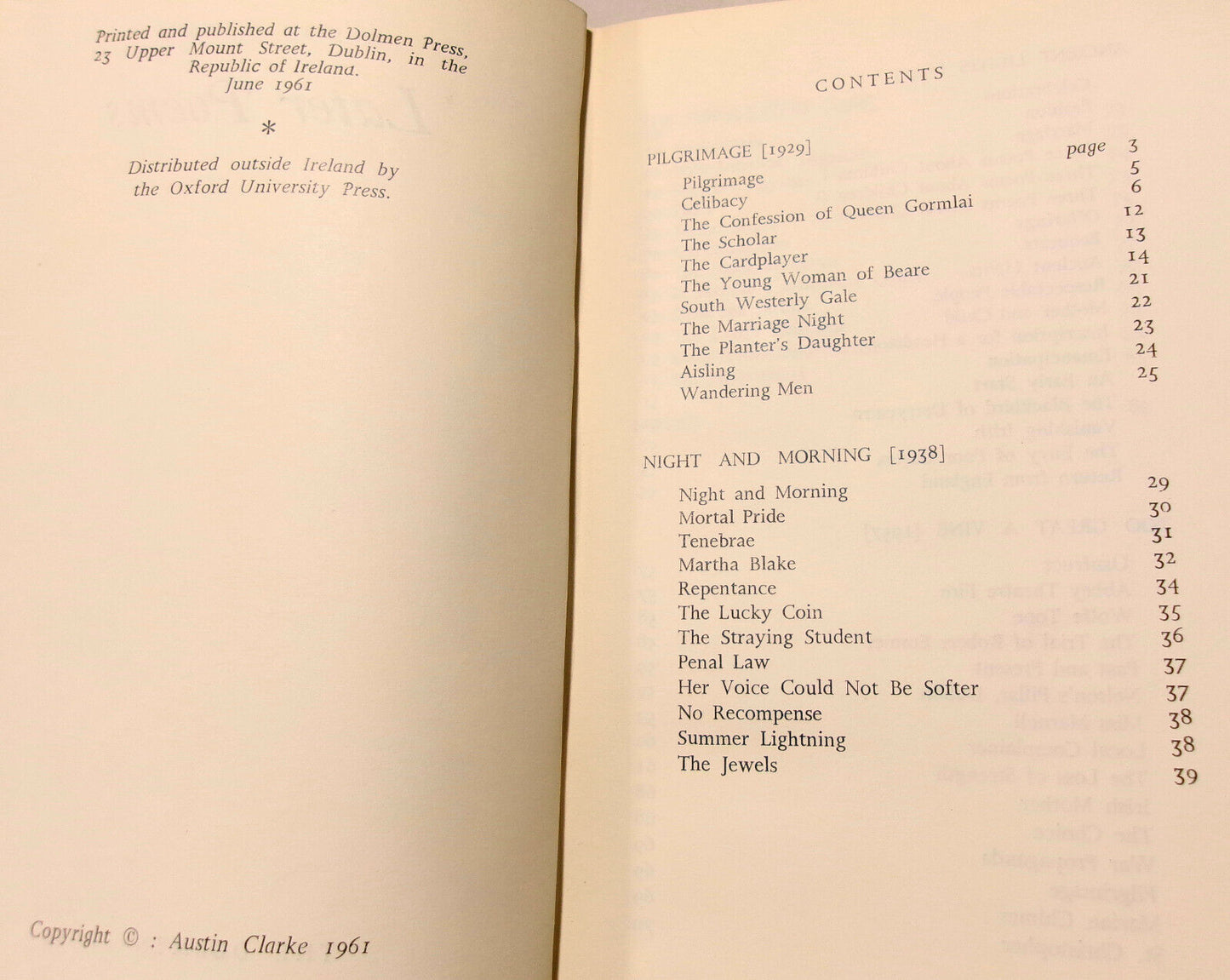 Austin Clarke: Flight To Africa (1963) & Later Poems (1961) - 2  First editions
