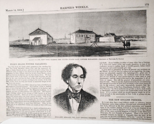 Ellis Island Powder Magazines, of US Navy - Harper's Weekly, March 14, 1868