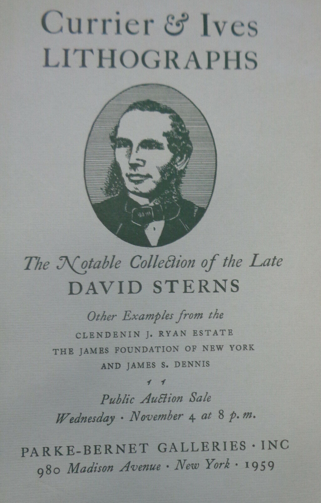 8 Parke-Bernet auction catalogs Lithographs etchings... Currier & Ives 1942-1969