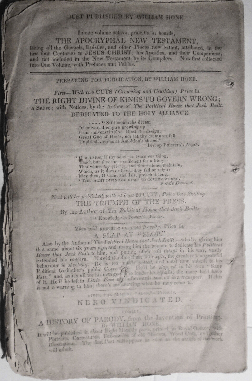 1821 The spirit of despotism. Dedicated to Lord Castlereagh. By Vicesimus Knox.