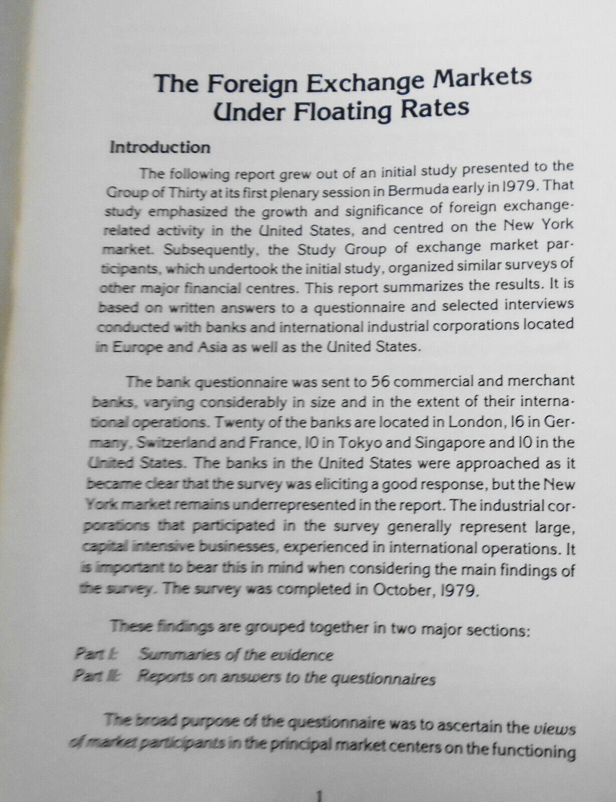 The foreign exchange markets under floating rates - by Group of Thirty. 1980