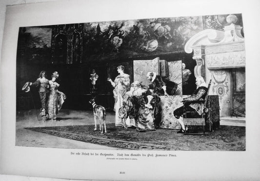 Der erste Besuch bei der Großmutter, by Prof. Francesco Vinea  --  1884 Original