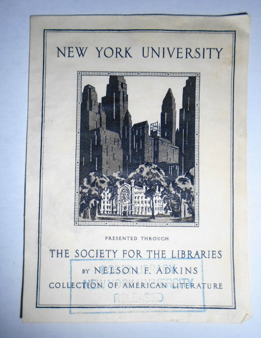 New York University, Society for the Libraries, Ex Libris  Bookplate