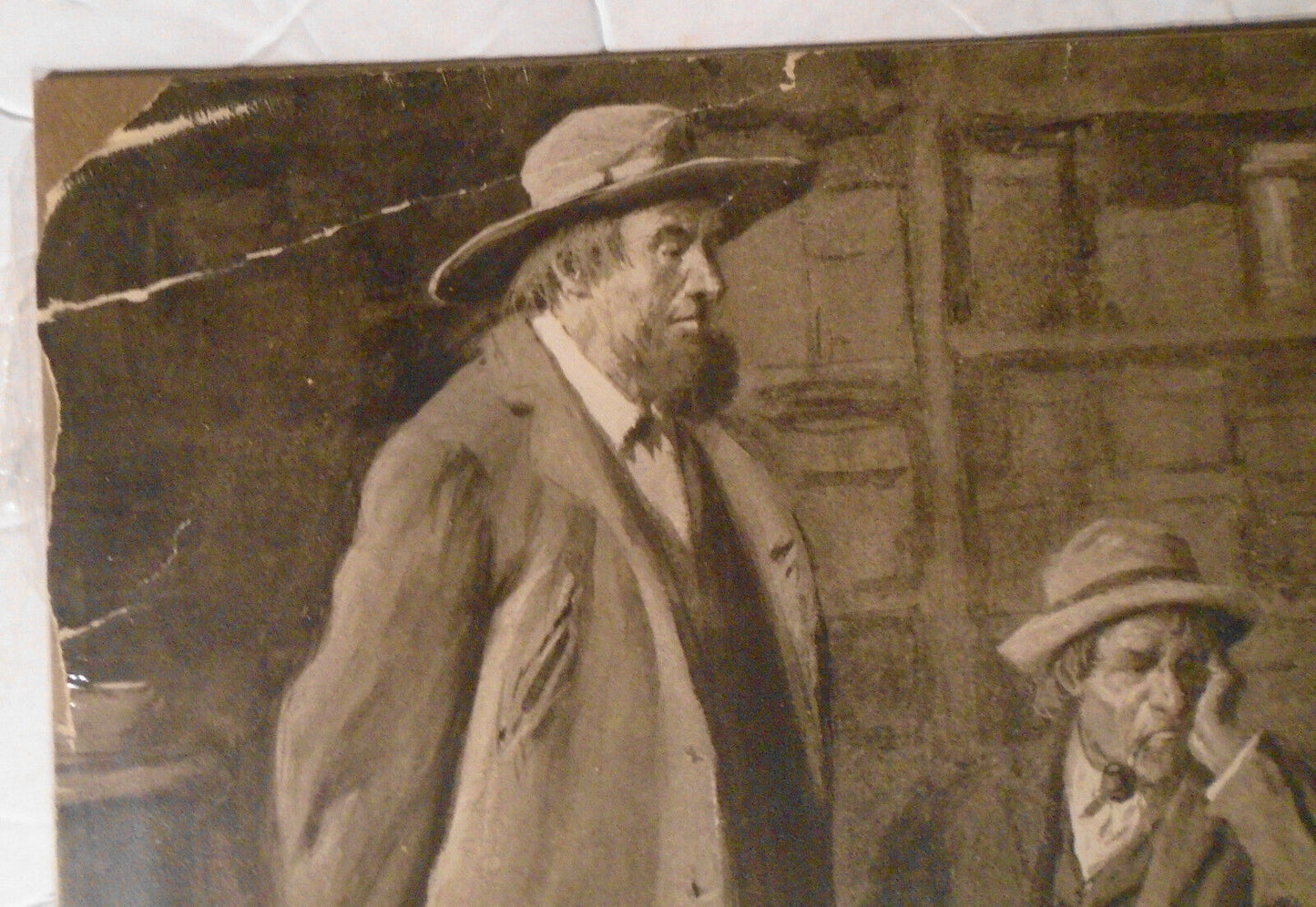 Checkers Game, by A. B. Frost -- Original. Matted.  19 1/2x 12 3/4  inches. 1906