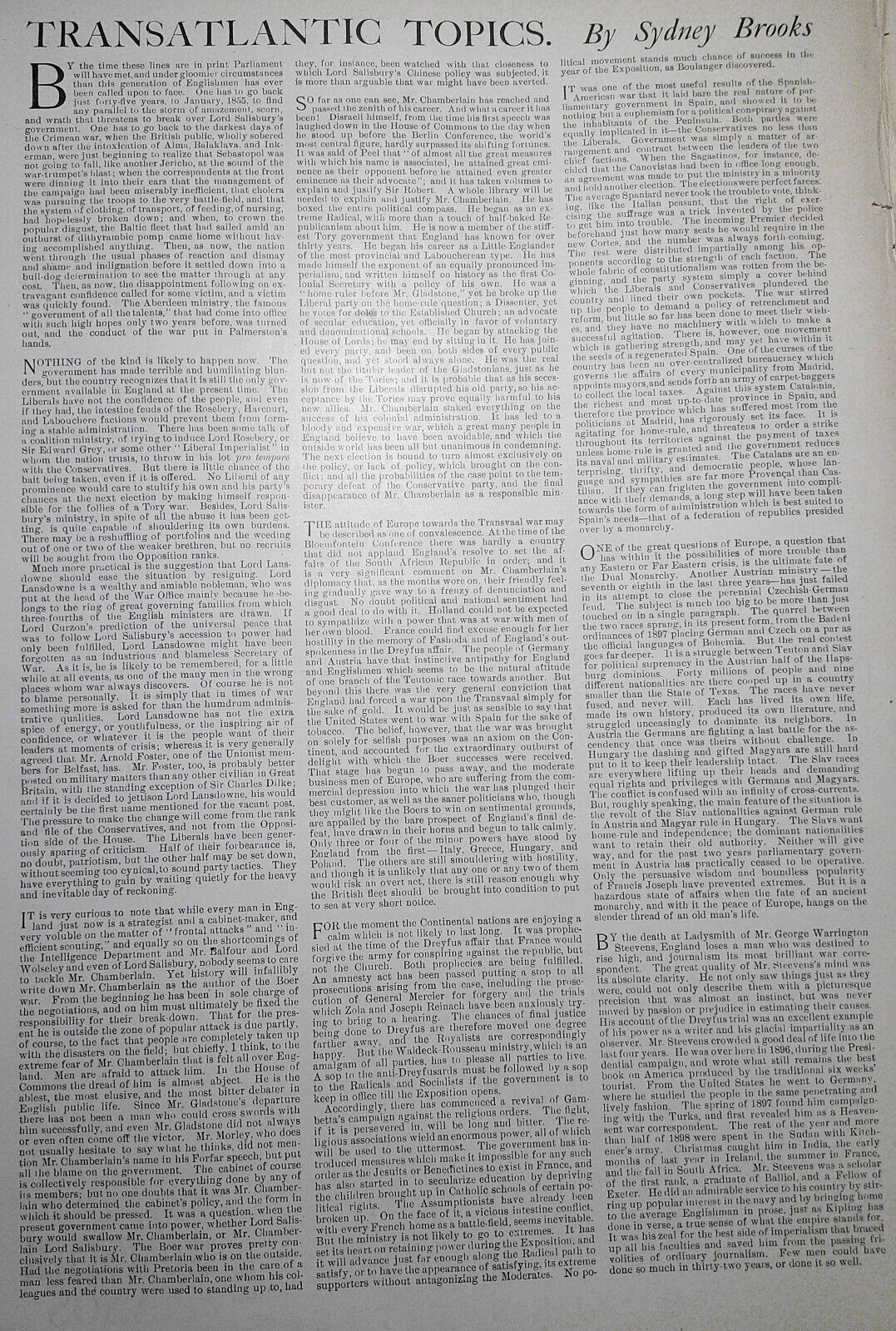 Harper's Weekly, February 3, 1900 - Boer War in South Africa; John Ruskin, etc