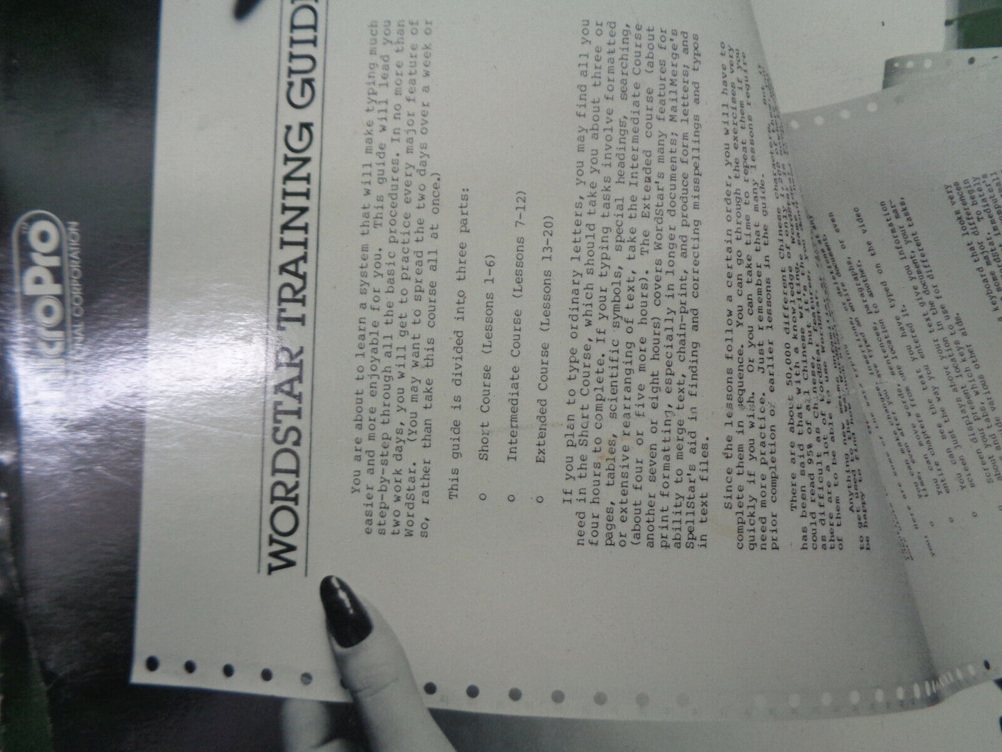 WordStar training guide, by Micro Pro International, 1981.