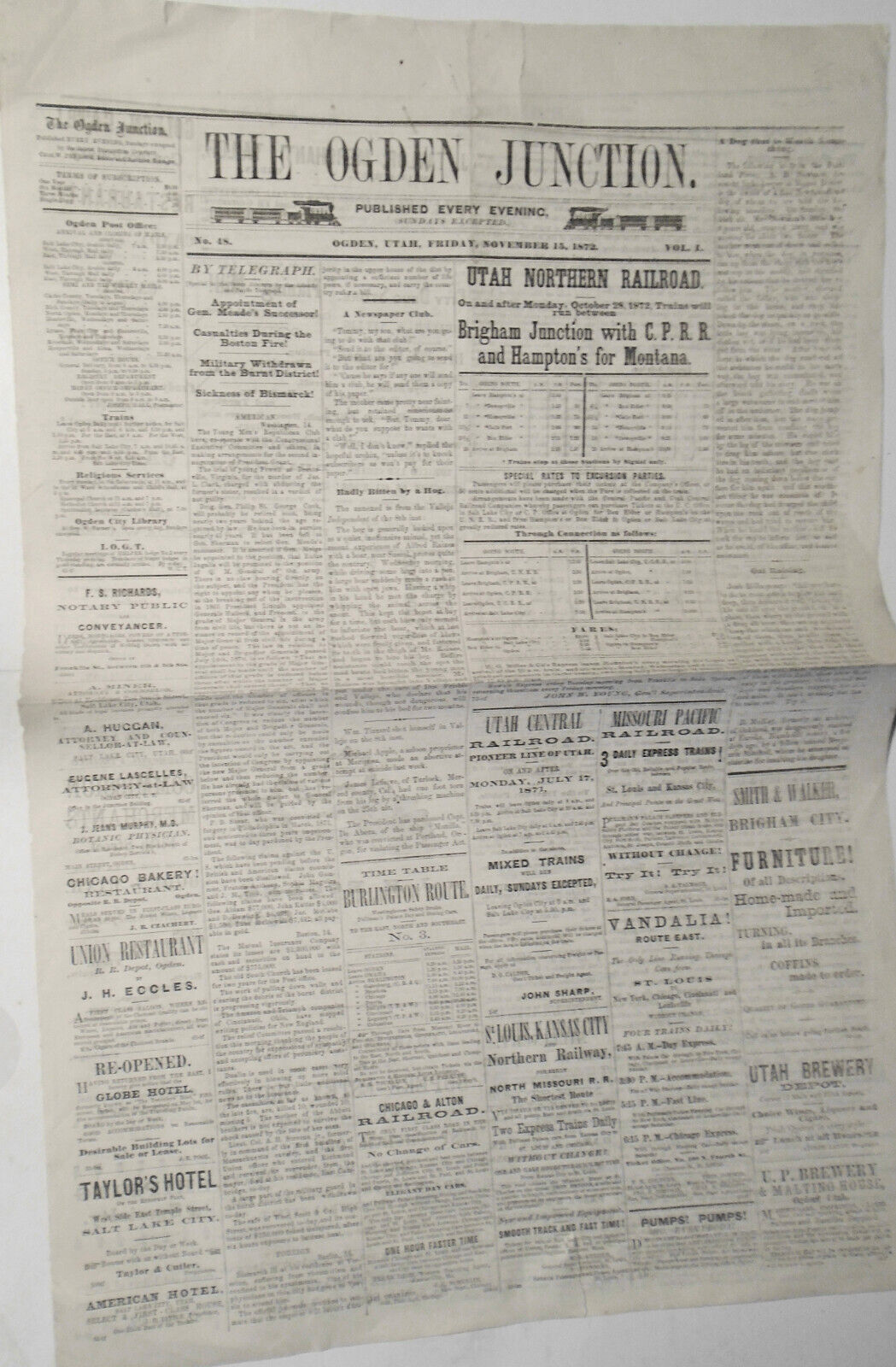 The Ogden Junction, November 15, 1872 -  Utah - Extraordinary female crime life