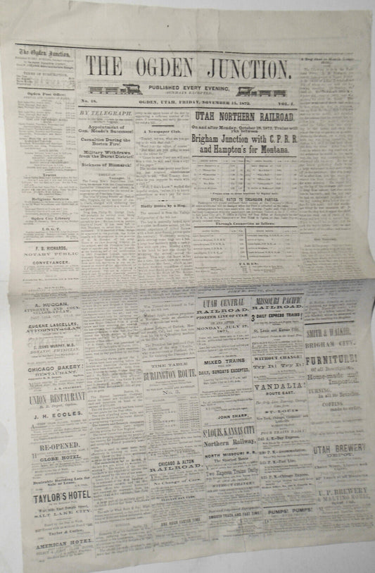 The Ogden Junction, November 15, 1872 -  Utah - Extraordinary female crime life