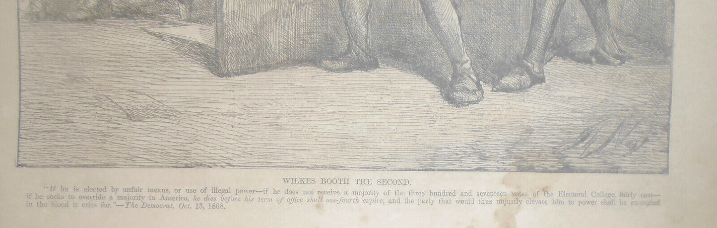 Wilkes Booth The Second - The Policy Of Assassination. Harper's Weekly 1868