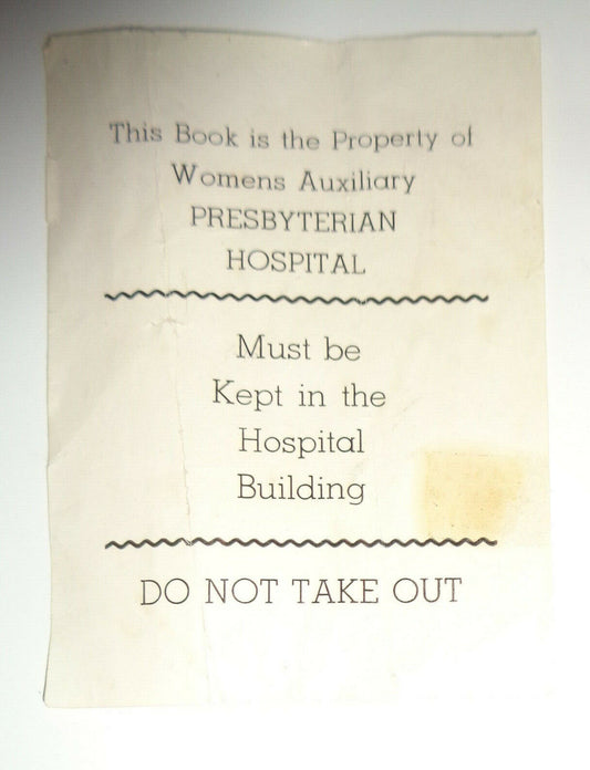 Womens Auxiliary Presbyterian Hospital Ex-libris Bookplate