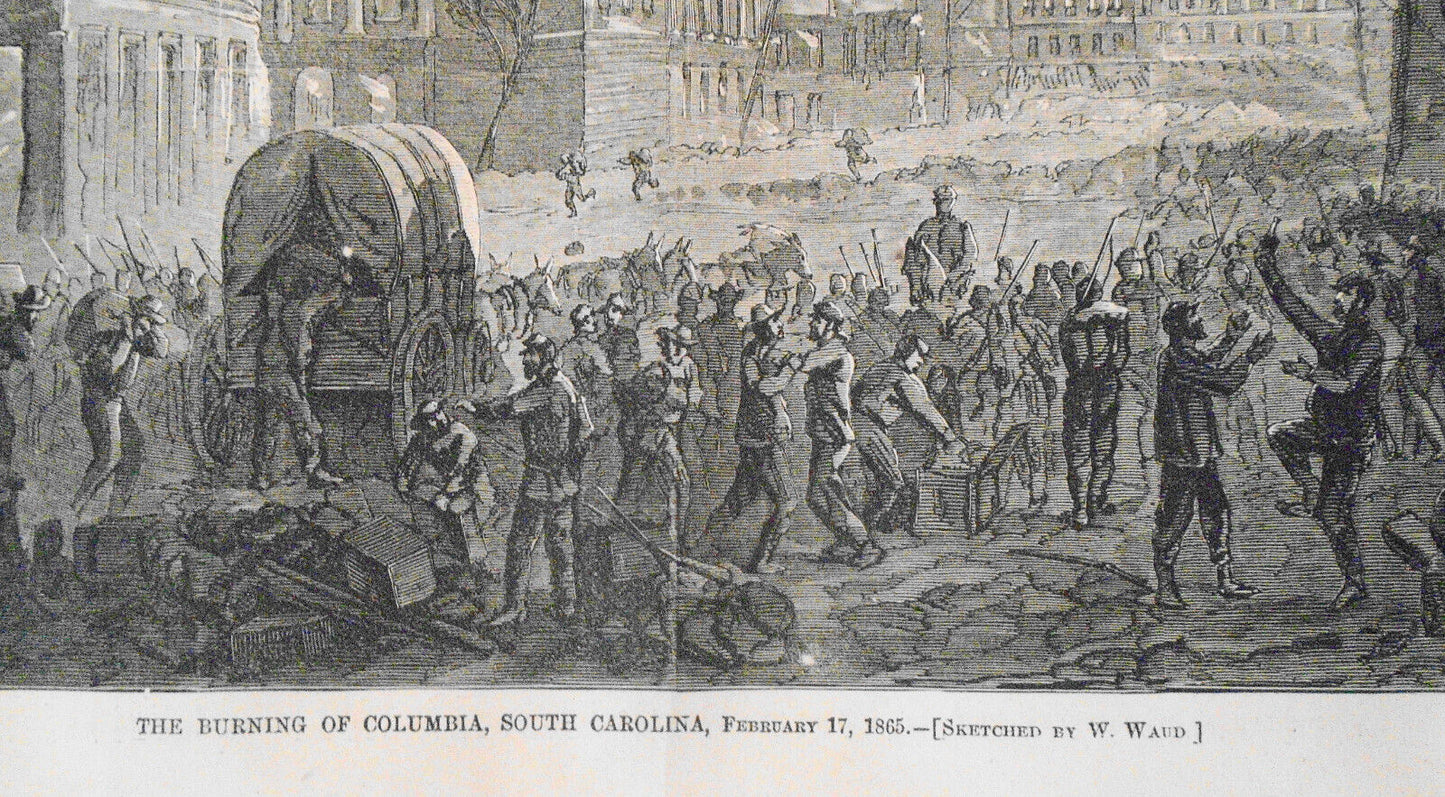 Harper's Weekly April 8, 1865 Original Complete issue. Burning of Columbia, SC..