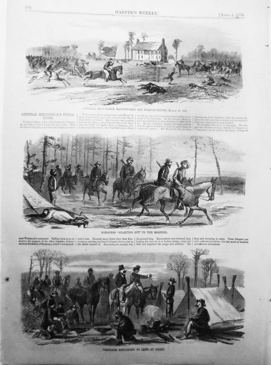 General Kirkpatrick's Operations. 3 Prints. Harper's Weekly, April 1, 1865.