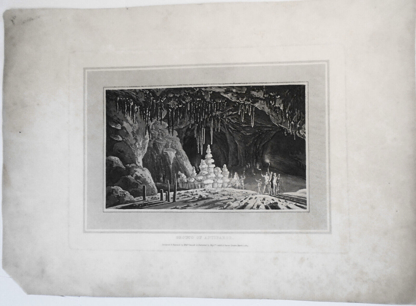 1807 Grotto of Antiparos, by William Daniell. Aquatint engraving.