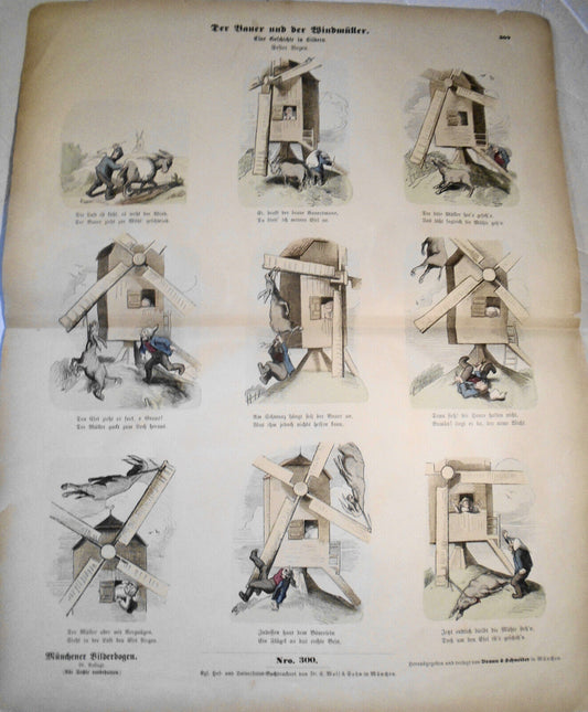 Der Bauer und der Windmüller - Münchener Bilderbogen No.  300 - Wilhelm Busch