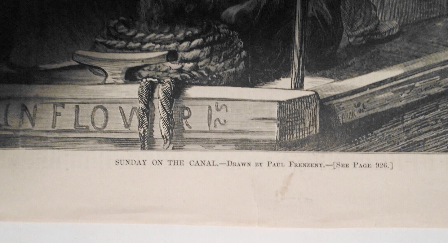 Sunday On The Canal. Drawn By Paul Frenzeny - Harper's Weekly 1873