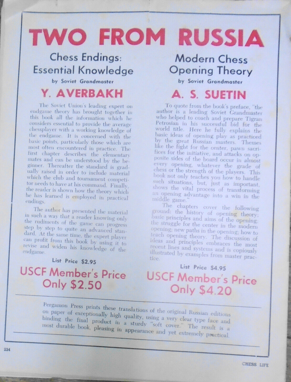 Chess Life, September 1966 -  Piatigorsky Cup: Spassky & Fischer;