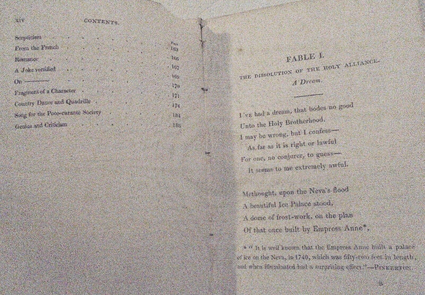 1823 Fables For The Holy Alliance: Rhymes On The Road - by Thomas Brown. 1st ed.