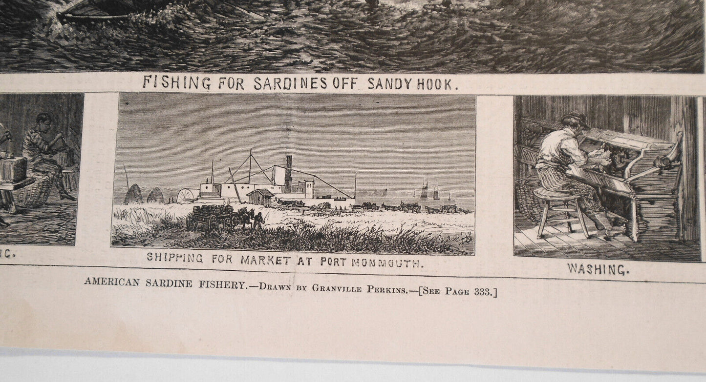 American Sardine Fishery.  Harper's Weekly, April 18, 1874 By Granville Perkins