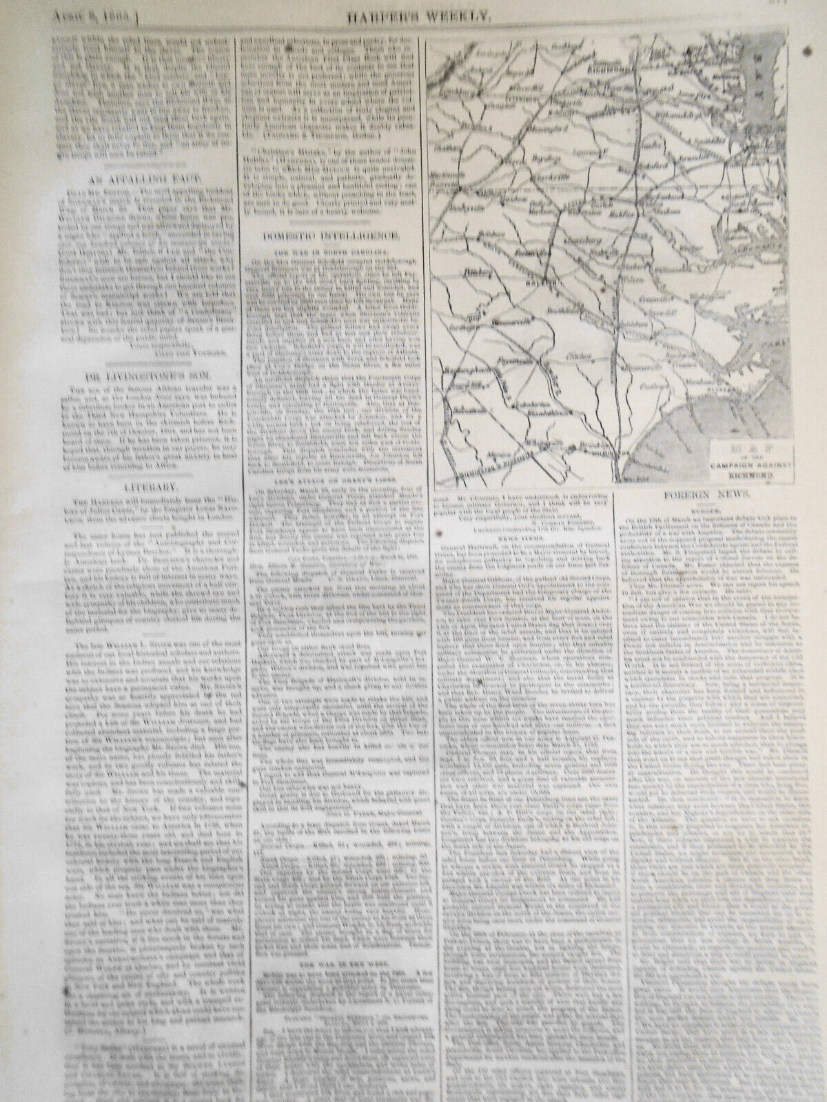 Harper's Weekly April 8, 1865 Original Complete issue. Burning of Columbia, SC..