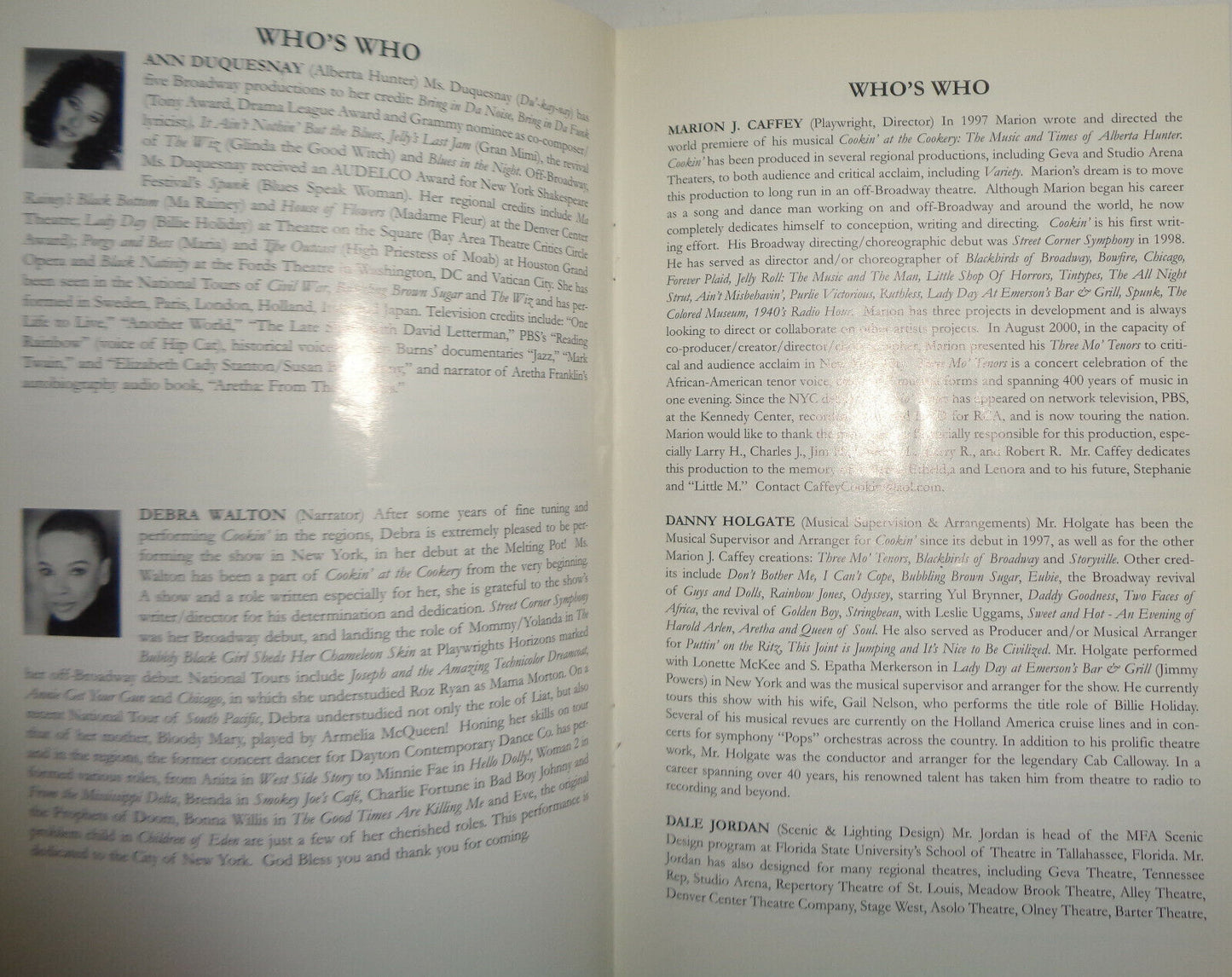 COOKIN' AT THE COOKERY, The Music and Times Of Alberta Hunter - PROGRAM - 2003