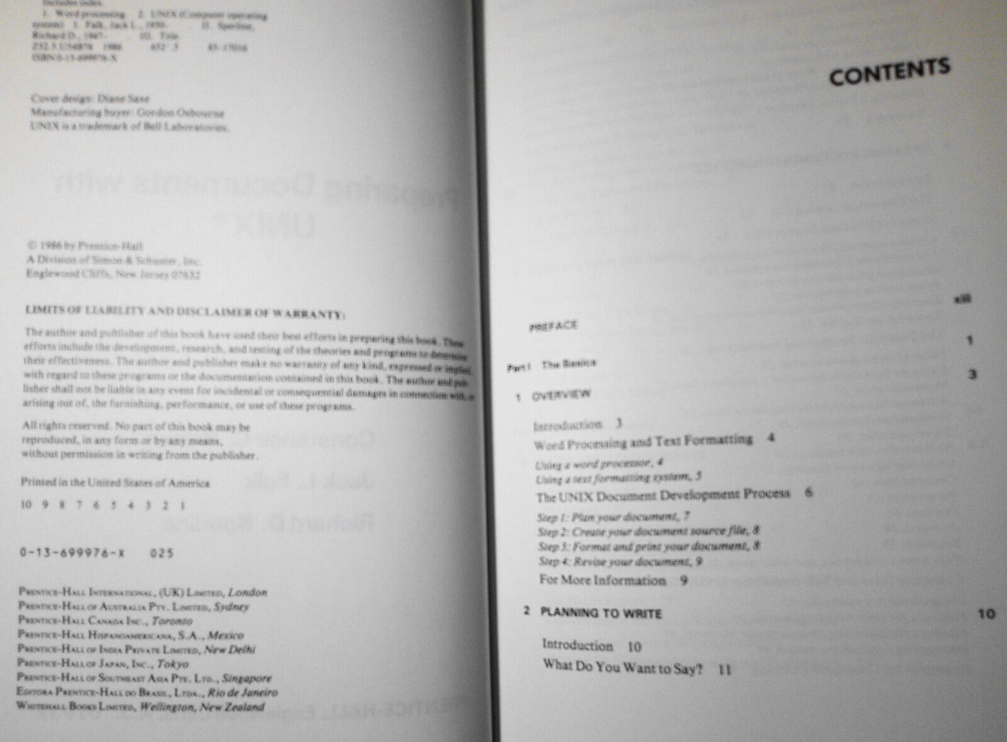 Preparing documents with UNIX by Constance Brown et al. Hardcover Fine 1986 1st