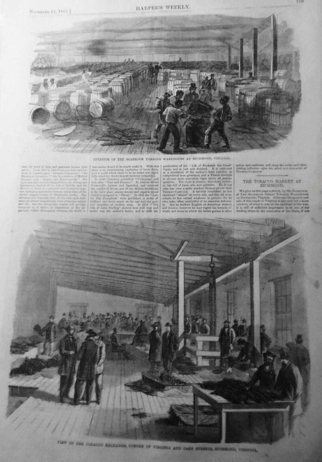 1865 Interior of the Seabrook Tobacco Warehouse & Exchange HW 2 original prints