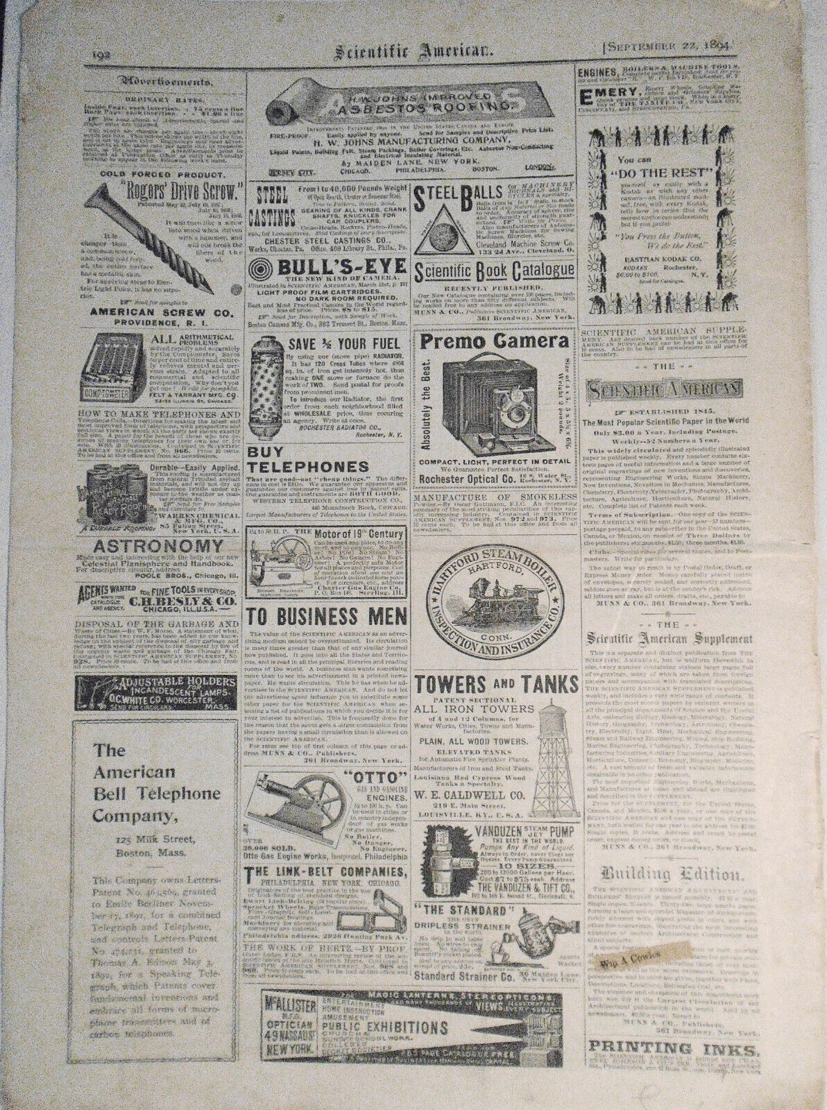 Scientific American - September 22, 1894 - Complete Original Issue.