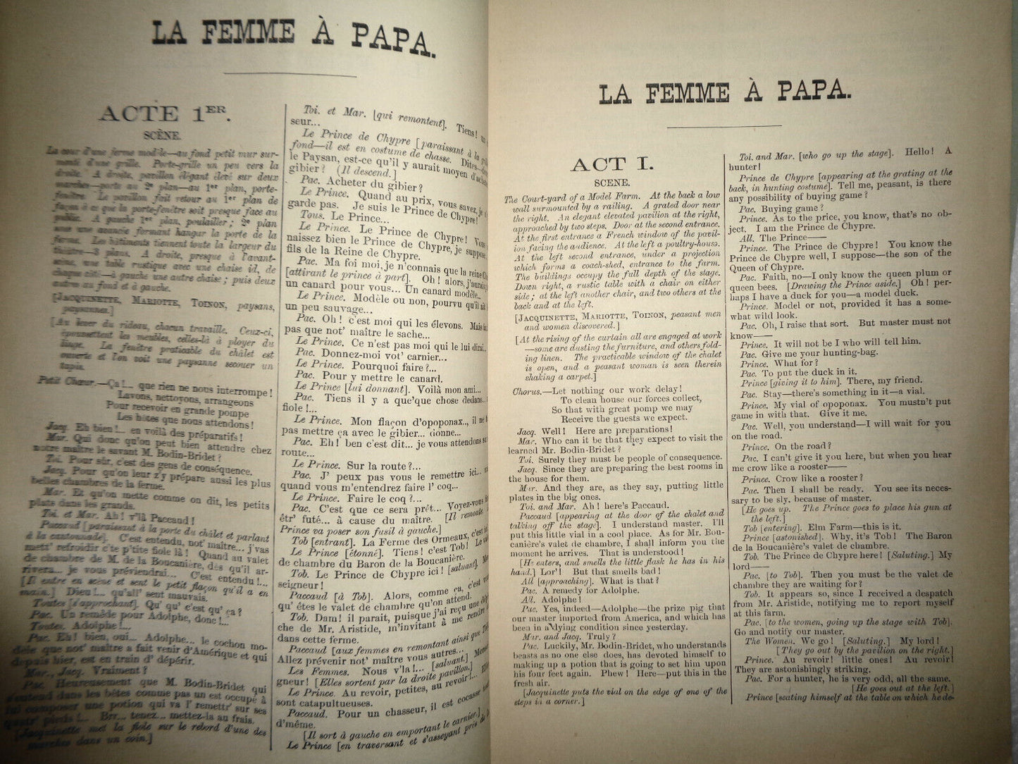 1886 LA FEMME A PAPA - Libretto MUSICAL COMEDY IN 3 ACTS, by Hennequin & Millaud