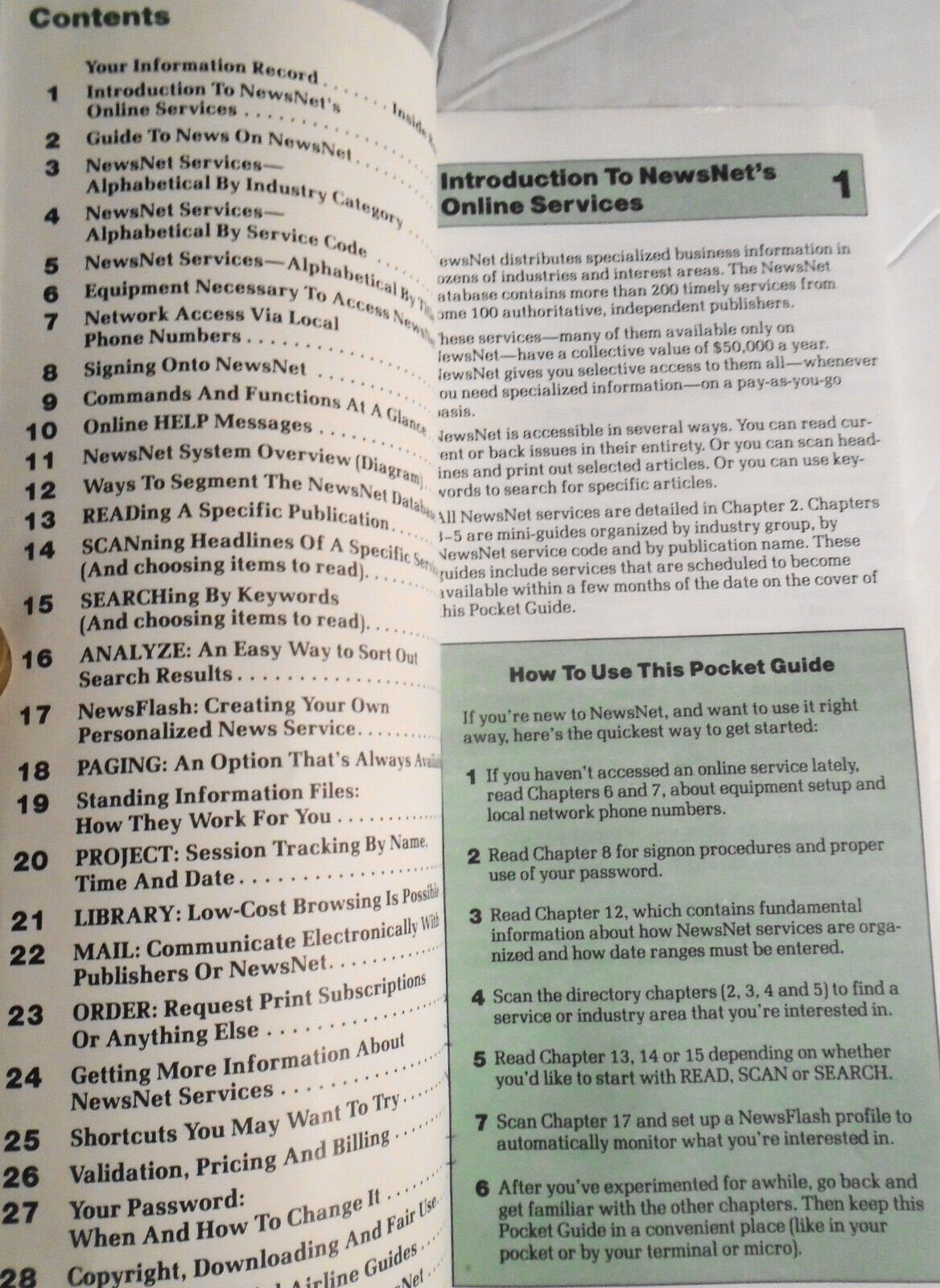 NewsNet Pocket Guide, October 1984