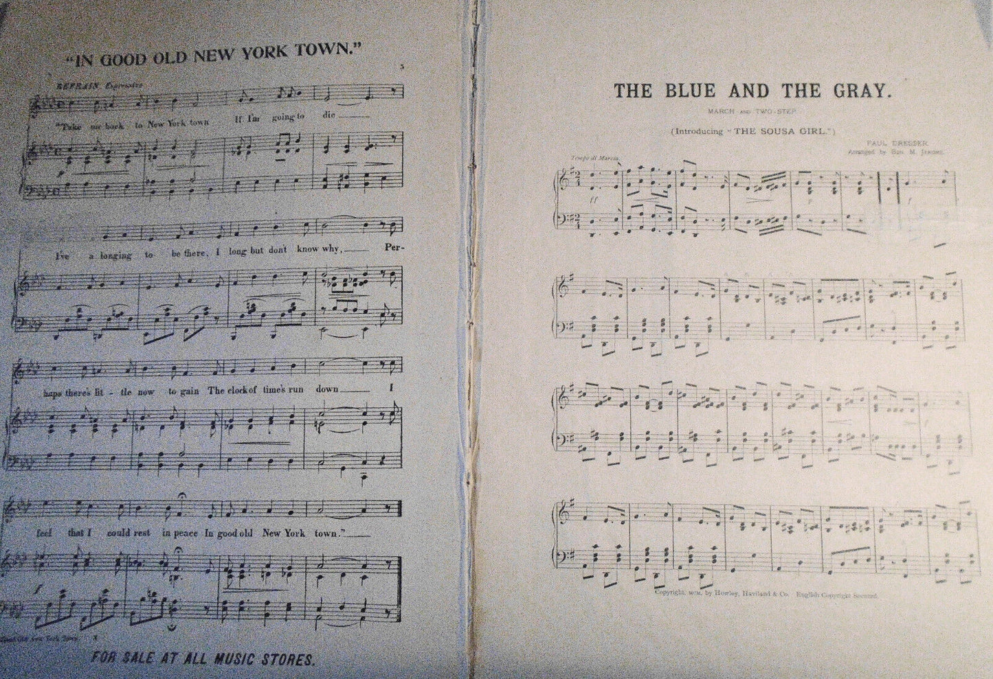 The Blue And The Gray, by Paul Dresser. 1900.  Introducing the Sousa Girl.