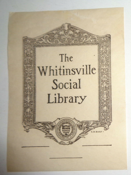 Whitinsville Social Library Bookplate By E. B. Bird