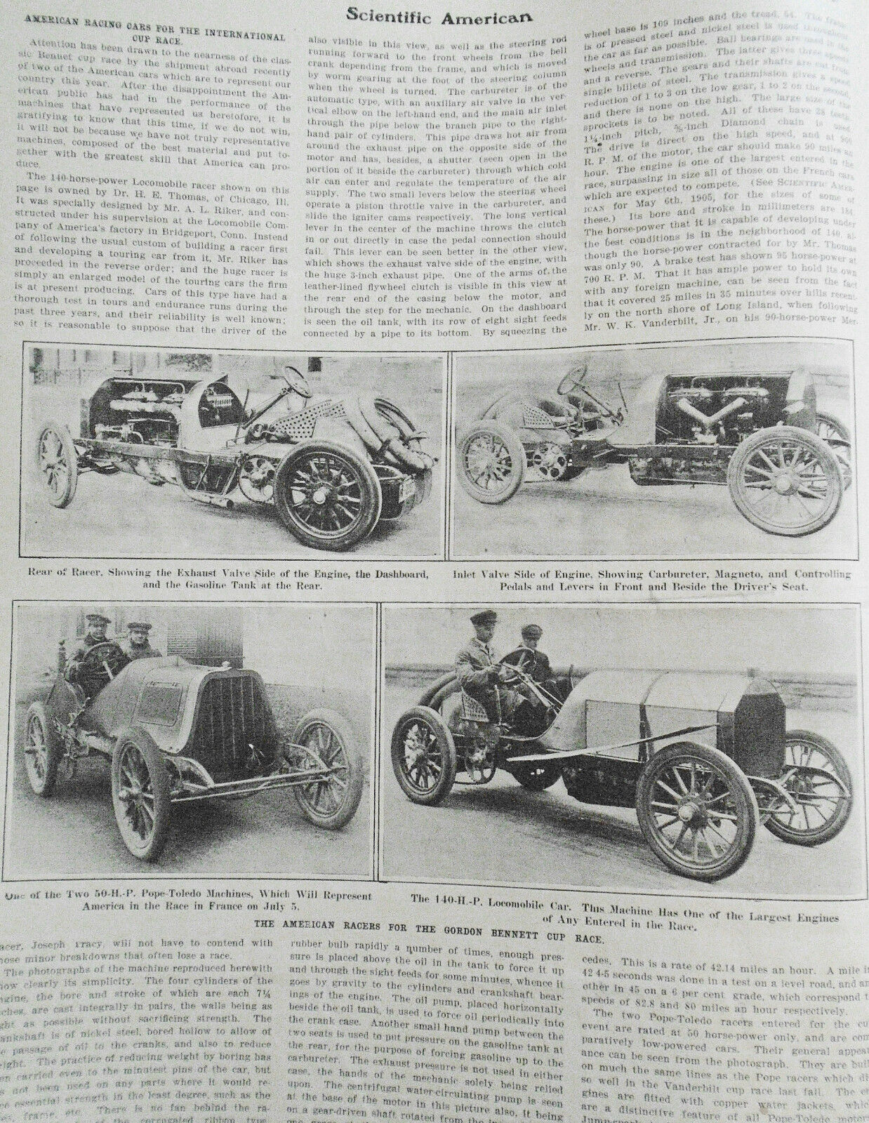 3,000 Mile Ocean Cup Race; US Racing Cars... Scientific American - May 27, 1905