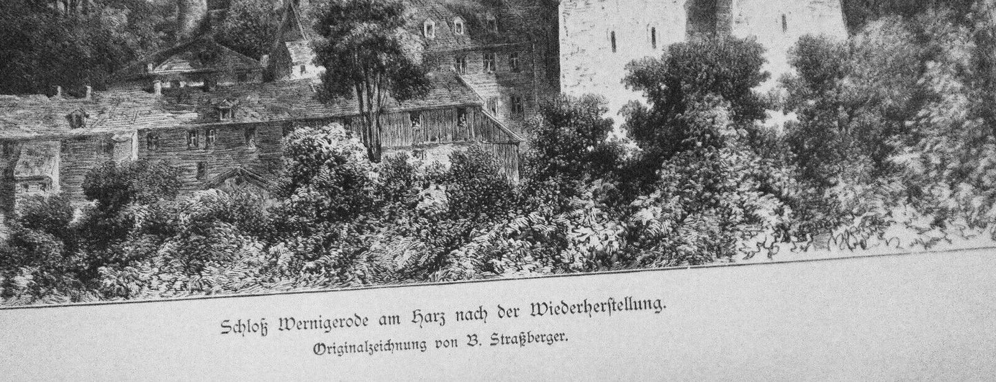 Schloß Wernigerode nach der Wiederherstellung, by B. Straßberger - 1886 original