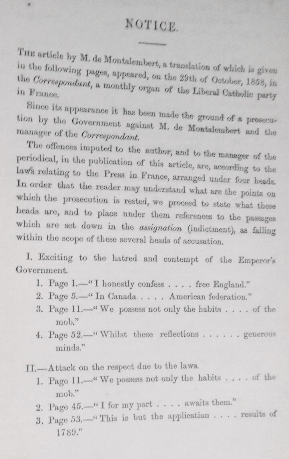 1858 A Debate on India in the English Parliament, by Montalembert