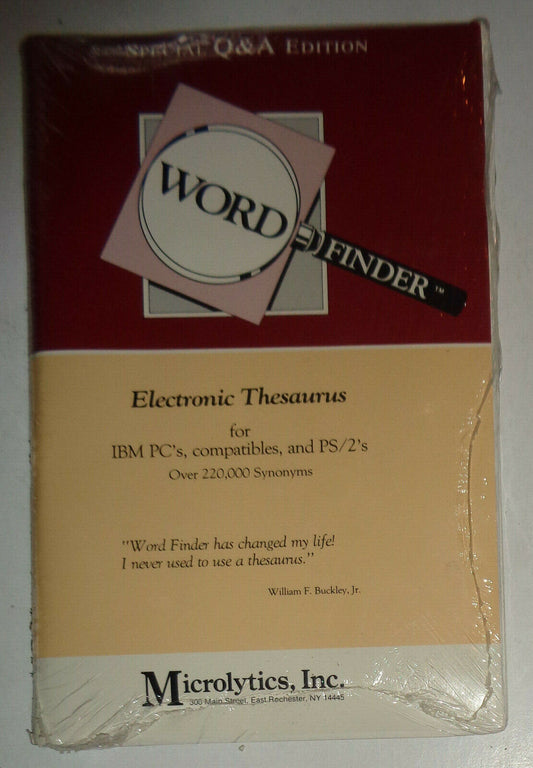 Word Finder Electronic Thesaurus - Special Edition for Q & A, IBM PC - BRAND NEW